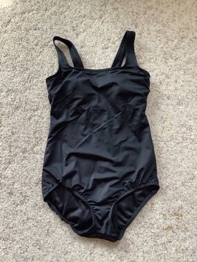 LANDS END Women's One-Piece SWIMSUIT Black Fully Lined Size 8